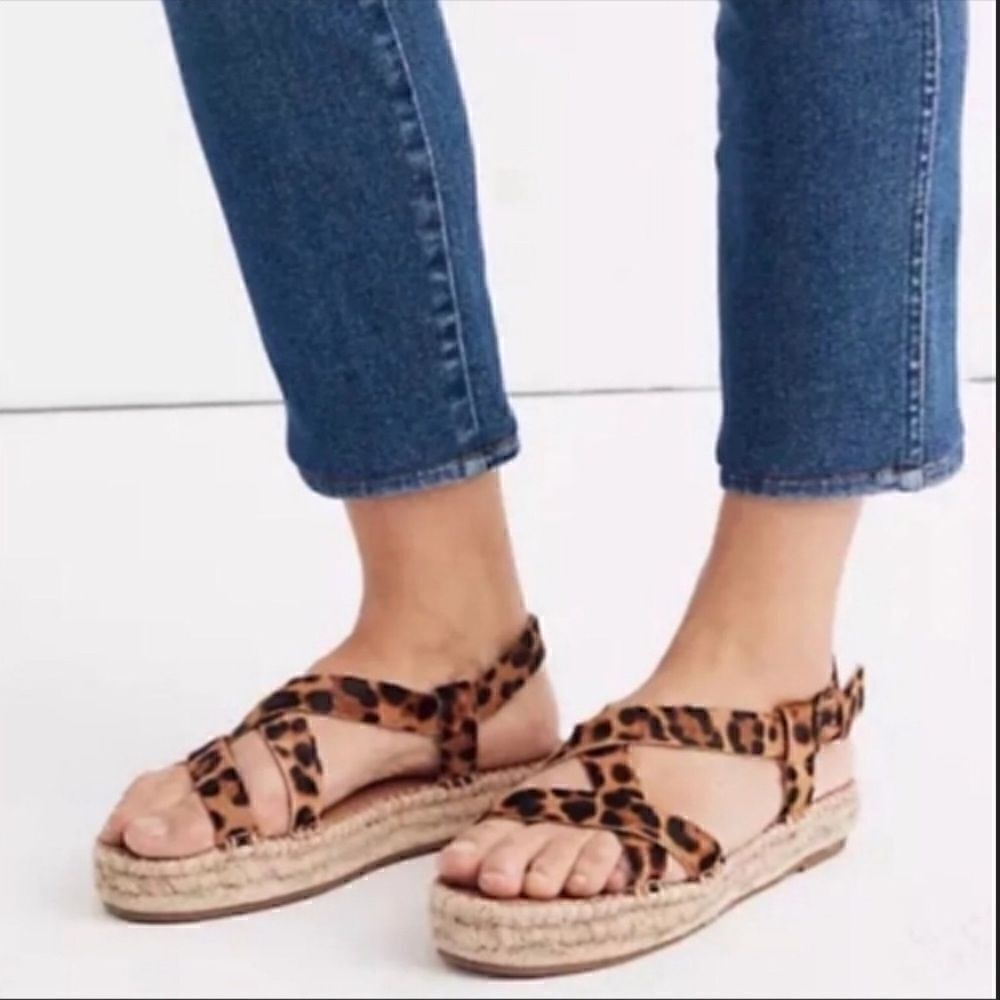 Madewell The Malia Espadrille Leopard Sandal NEW